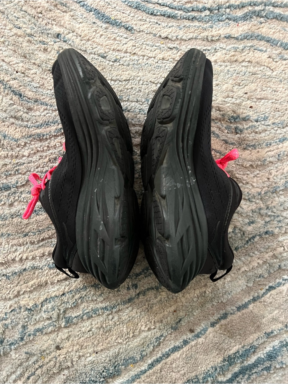 Hoka Black Athletic Shoes with Pink Laces